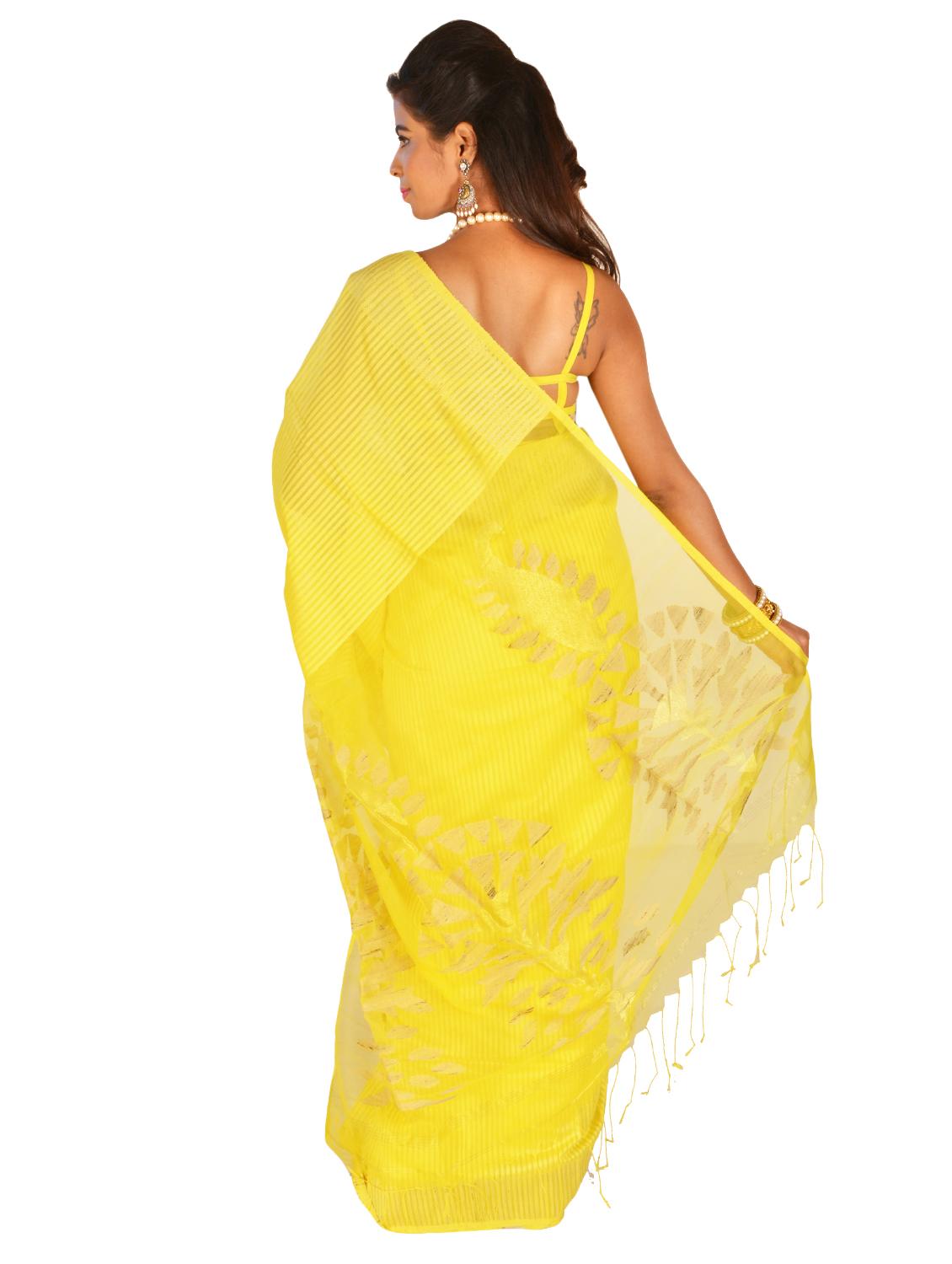 solid handloom saree with blouse - 17205262 - Standard Image - 1