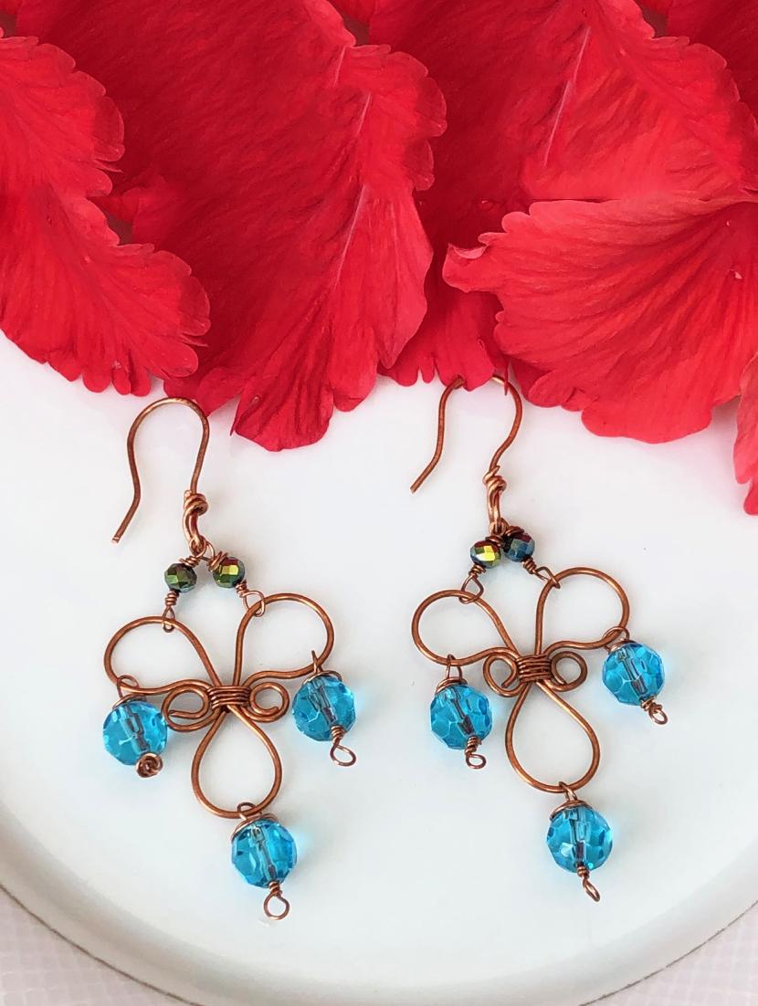 blue copper drop earring - 17205591 -  Zoom Image - 0