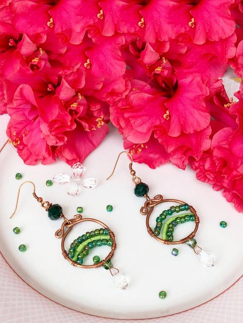 green copper drop earring - 17205593 - Standard Image - 0