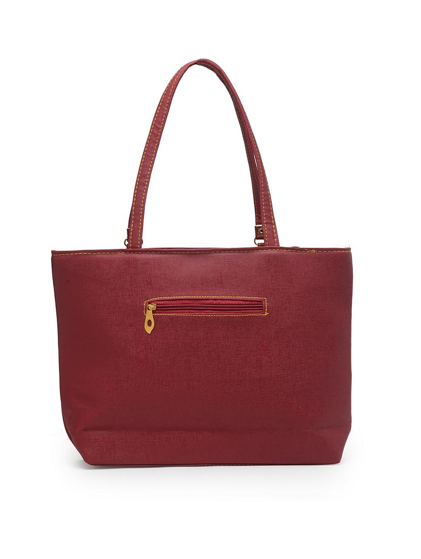 maroon leatherette (pu) handbag - 17207639 - Standard Image - 1
