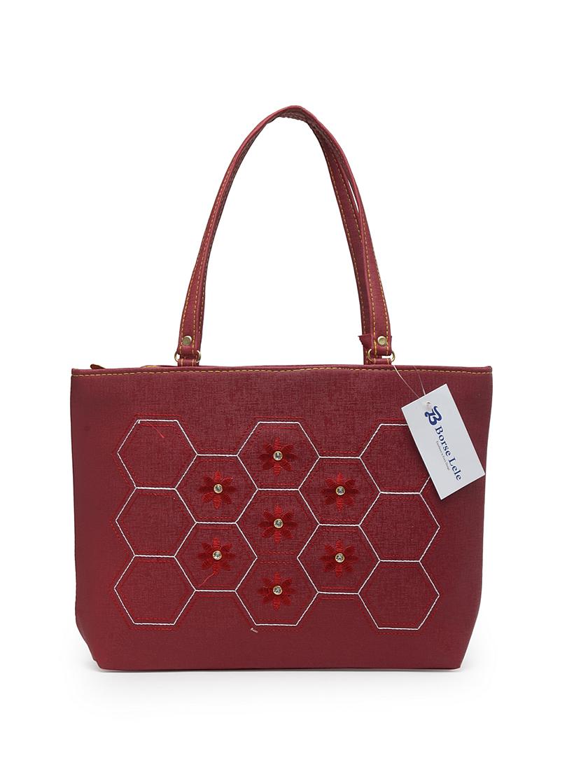 maroon leatherette (pu) handbag - 17207639 - Standard Image - 4