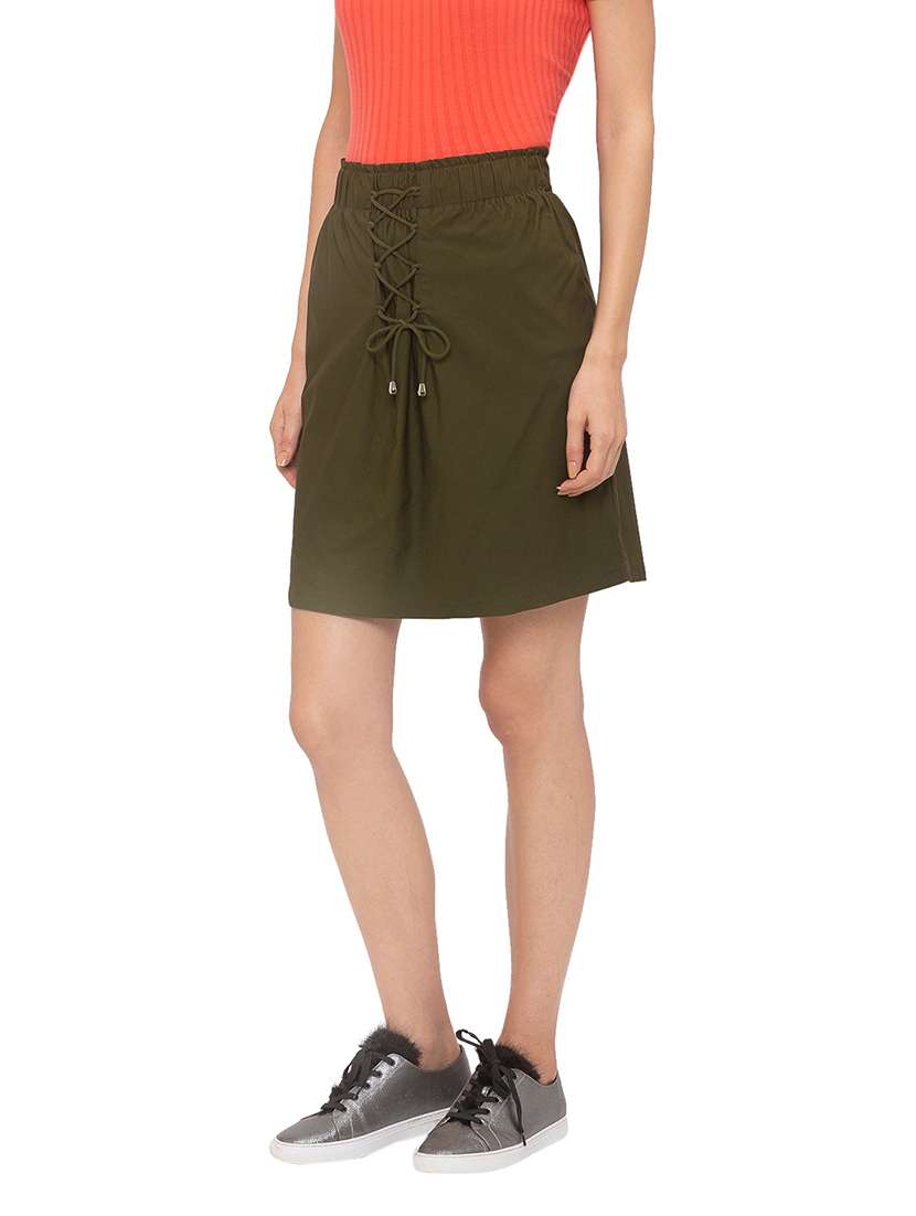 lace up detail straight skirt - 17208913 -  Standard Image - 1