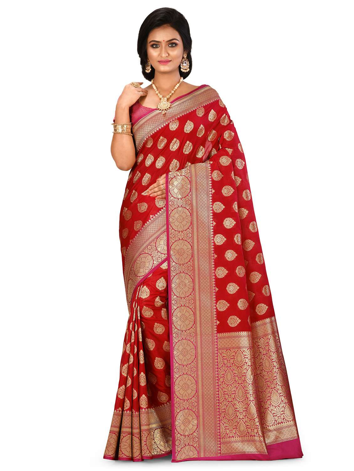 self design banarasi saree with blouse