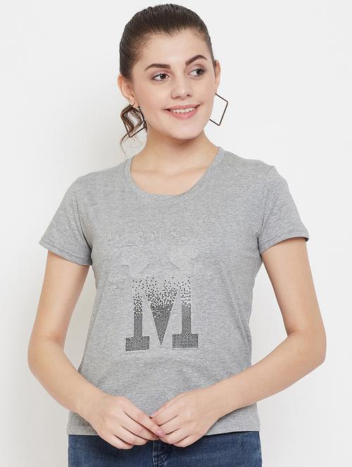 women's front print round neck t-shirt - 17212646 - Standard Image - 0