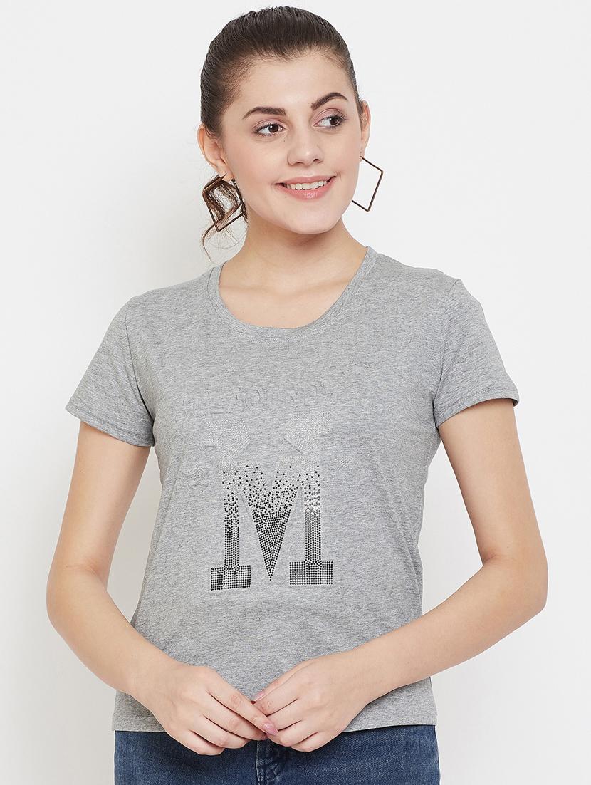 women's front print round neck t-shirt - 17212646 - Zoom Image - 0