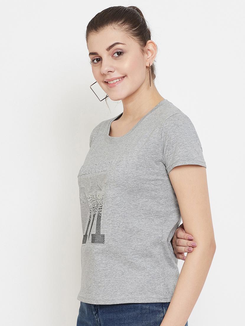 women's front print round neck t-shirt - 17212646 -  Standard Image - 1