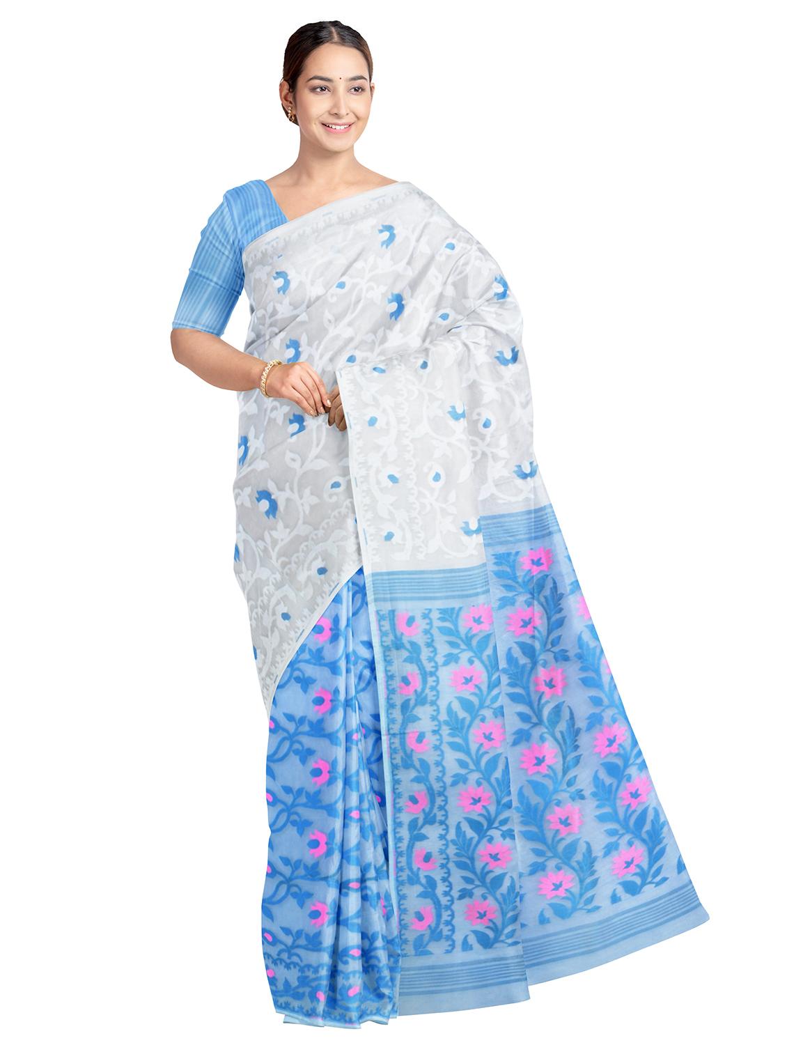 women's self design white colored saree - 17212829 - Zoom Image - 0