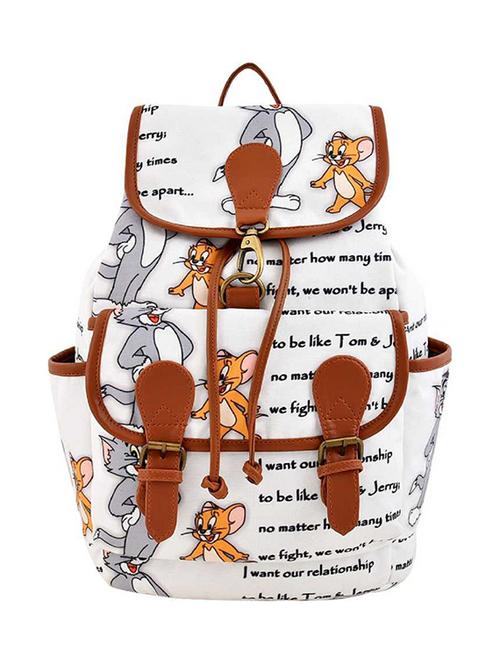 white typographic printed regular backpack - 17215594 -  Standard Image - 0