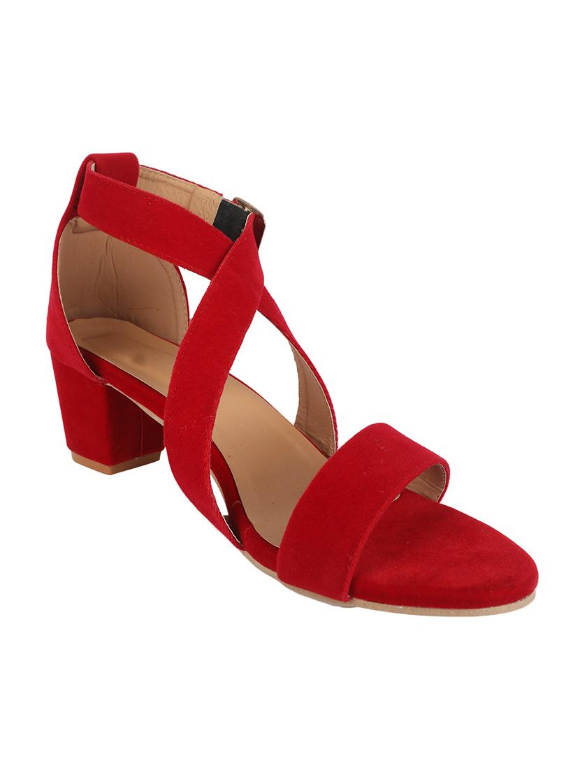 red velvet ankle strap sandals - 17215672 - Zoom Image - 0