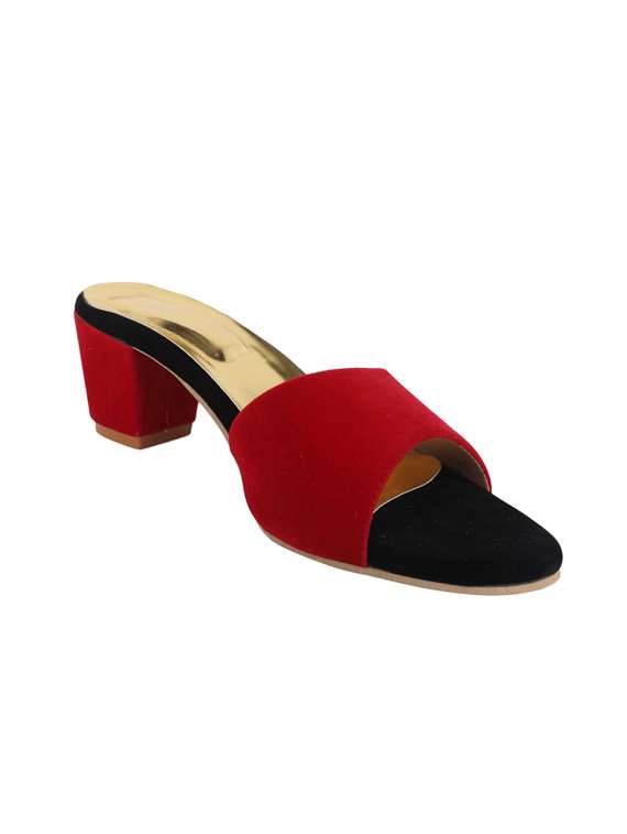 red slip on sandals