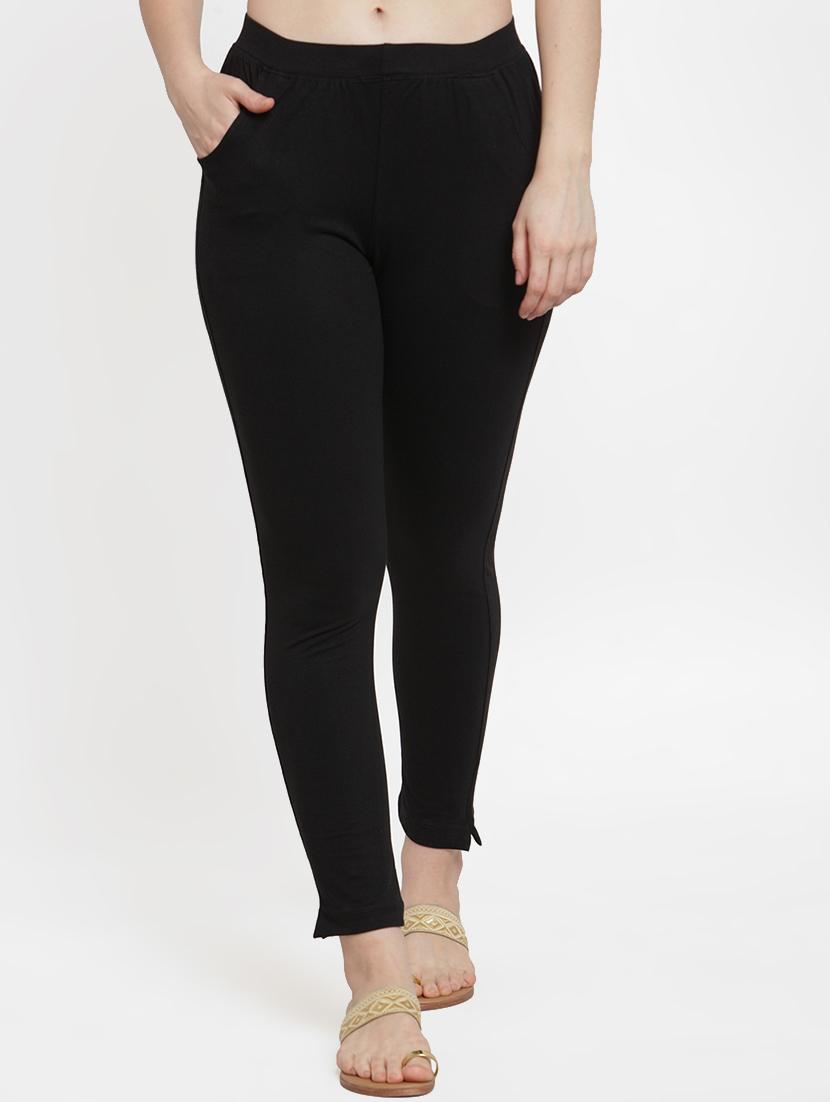 black solid ankle length legging