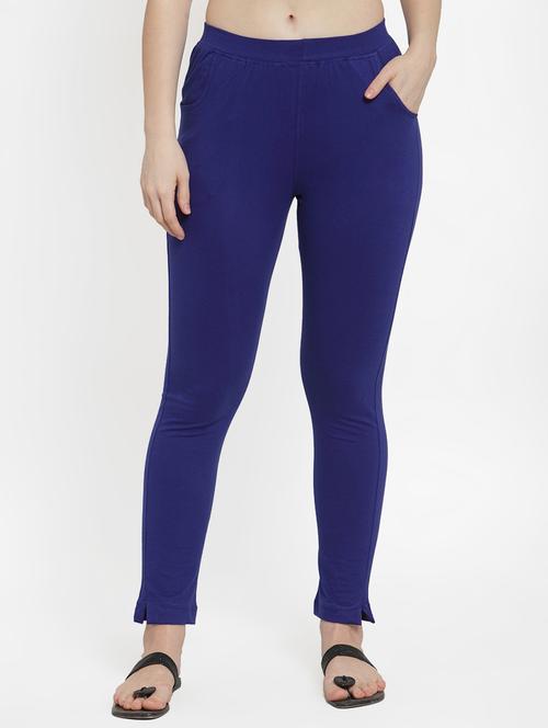 blue solid ankle length legging - 17215985 - Standard Image - 0
