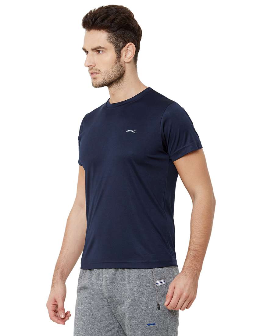 navy blue solid t-shirt - 17216246 - Standard Image - 1