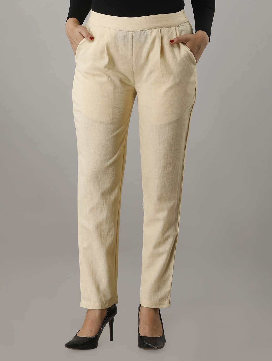 mid rise solid cigarette trouser 