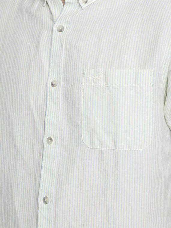 green striped cotton linen casual shirt - 17218945 - Standard Image - 4