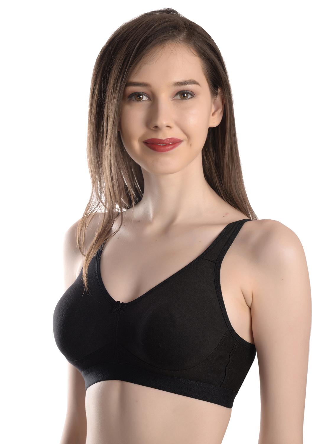 black cotton blend regular bra - 17219044 -  Standard Image - 1