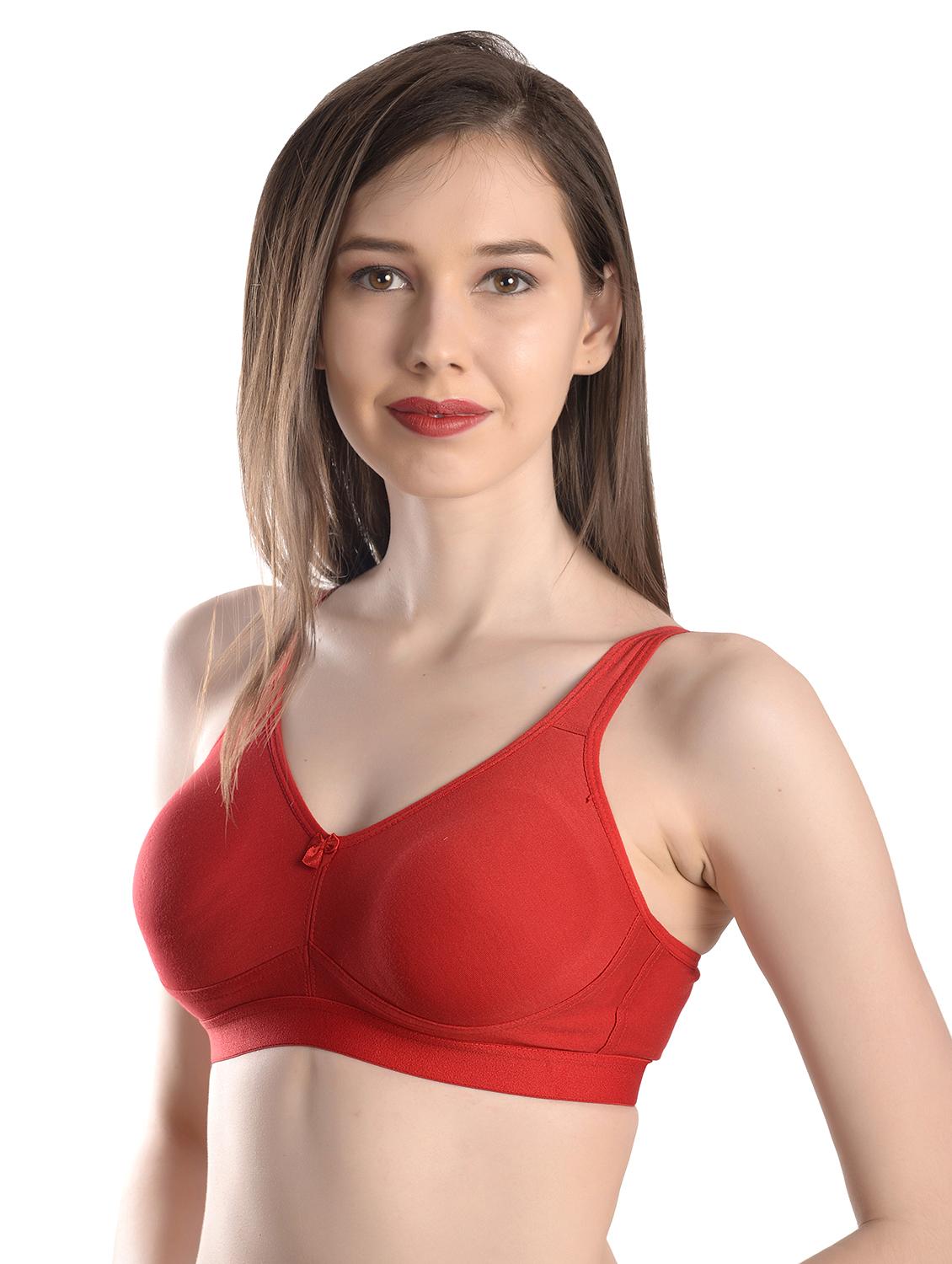 red cotton blend regular bra - 17219046 -  Standard Image - 1