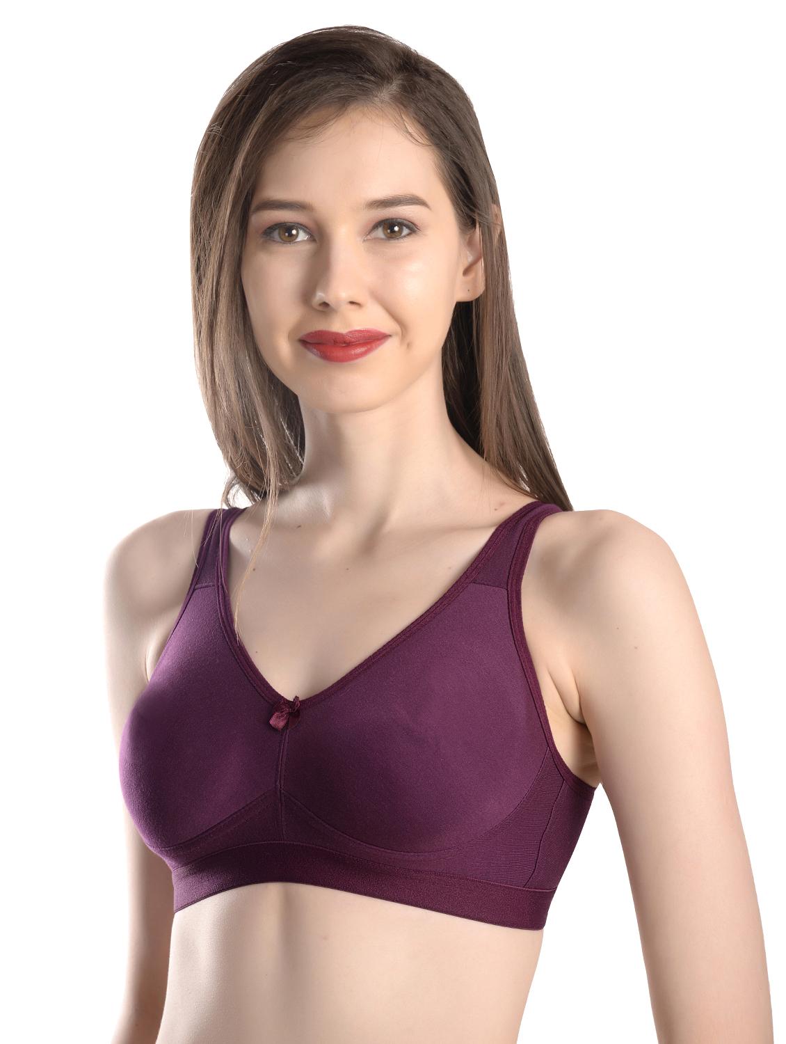 purple cotton blend regular bra - 17219047 - Standard Image - 1