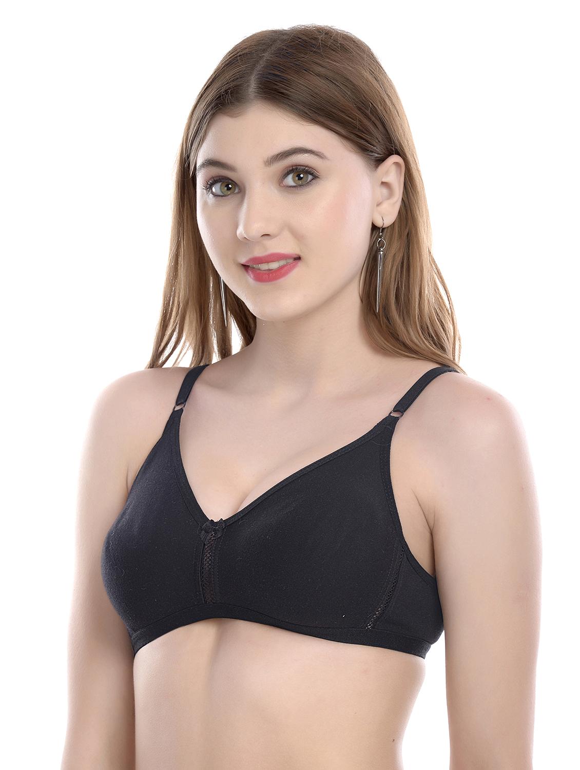 black cotton blend regular bra - 17219048 - Standard Image - 1