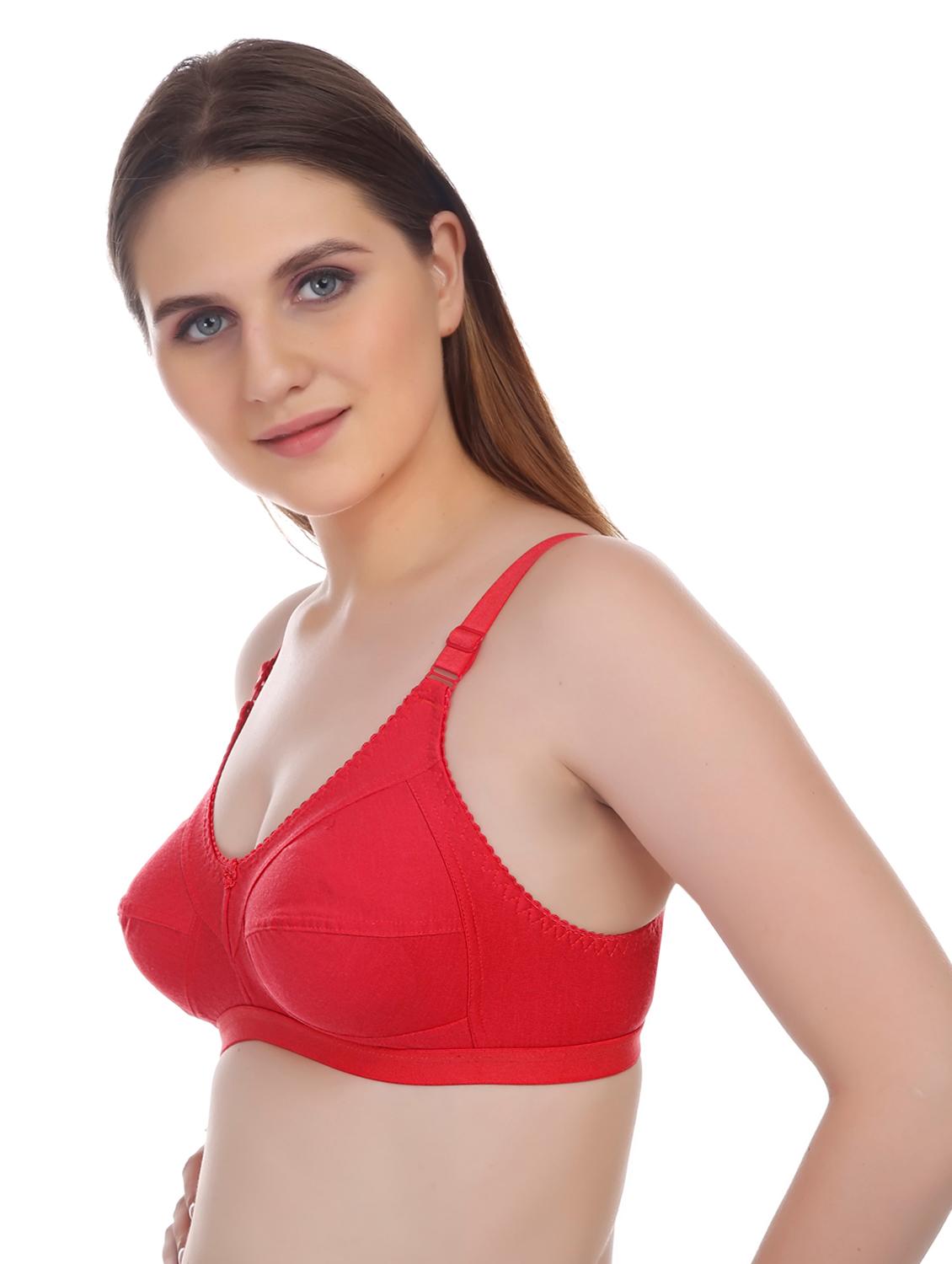 red cotton blend regular bra - 17219060 - Standard Image - 1