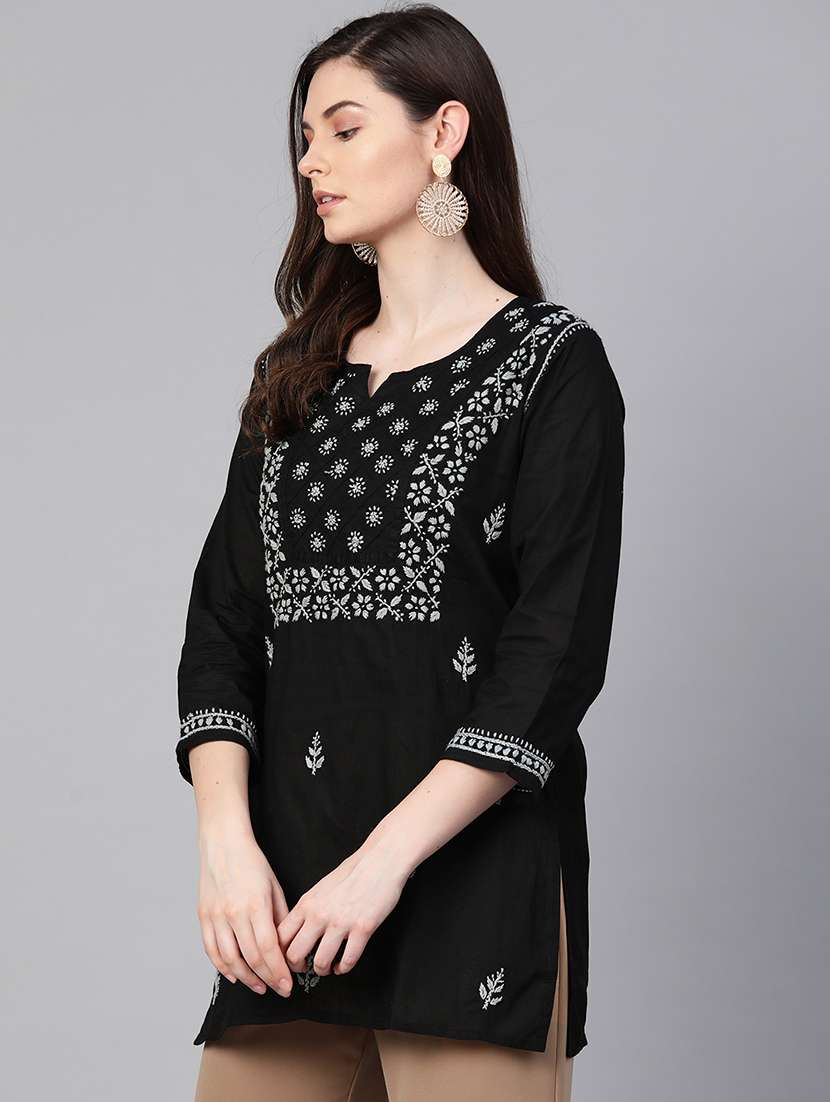 women black chikankari kurti - 17219225 -  Standard Image - 1