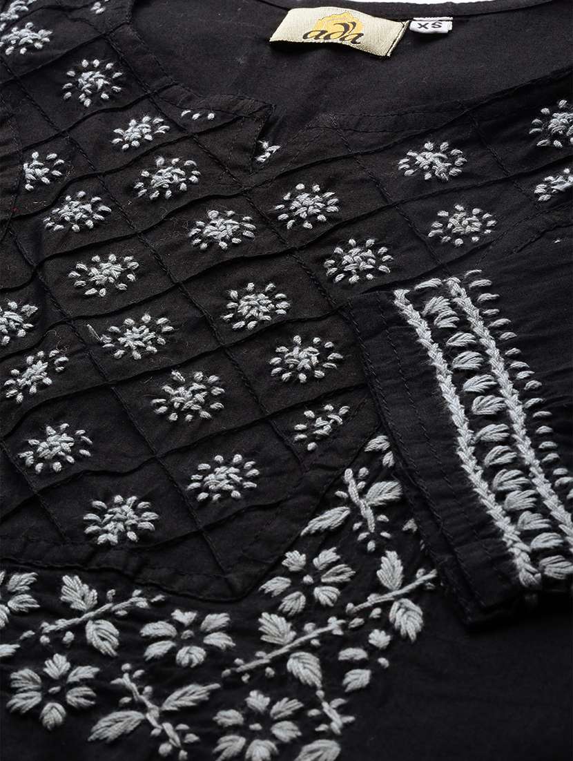 women black chikankari kurti - 17219225 -  Standard Image - 4