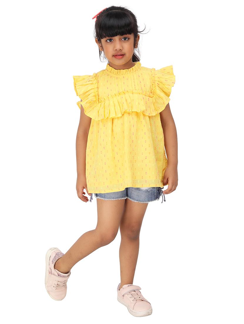 yellow printed top - 17219304 - Standard Image - 1