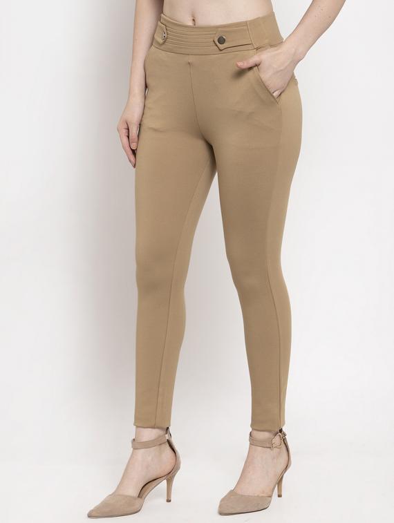 high rise button detail jeggings - 17220227 - Standard Image - 1
