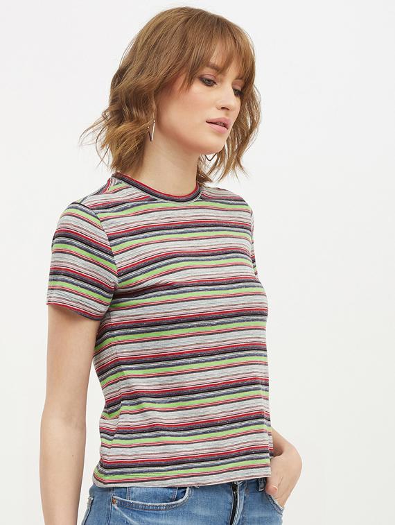 round neck striped tee - 17221679 - Standard Image - 1