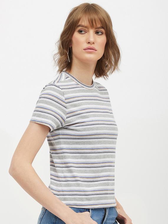 round neck striped tee - 17221684 - Standard Image - 1
