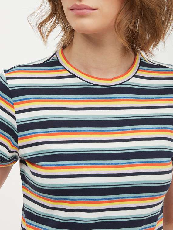 round neck striped tee - 17221689 - Standard Image - 4