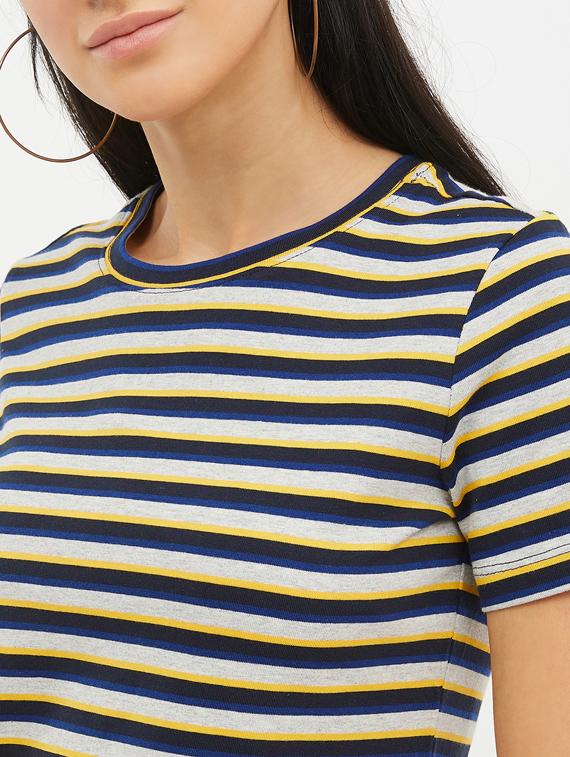 women's striped round neck t-shirt - 17221726 - Standard Image - 4