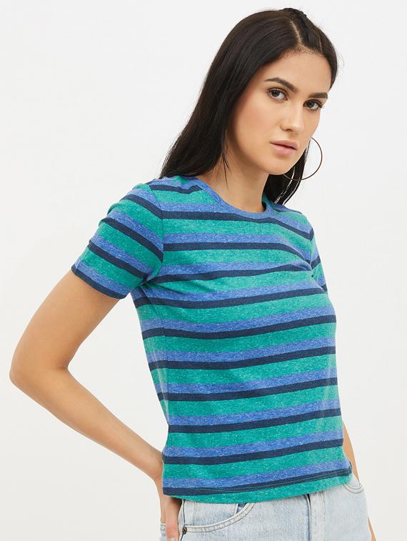 round neck striped tee - 17221727 - Standard Image - 1