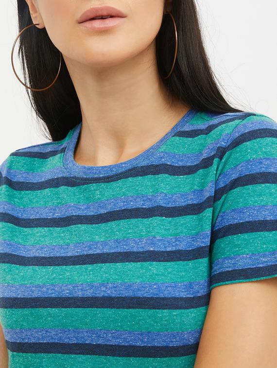 round neck striped tee - 17221727 - Standard Image - 4