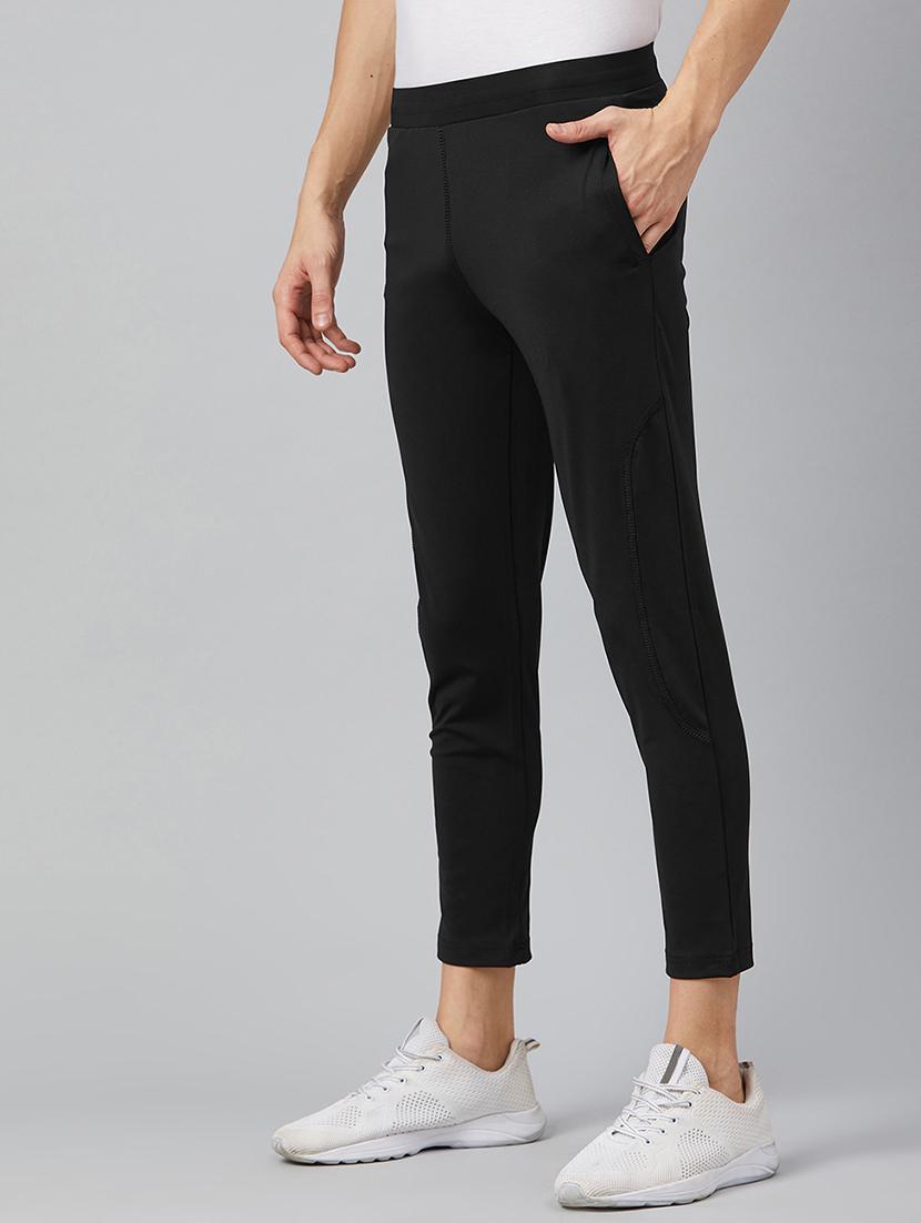 black solid ankle length track pant - 17226078 - Standard Image - 1