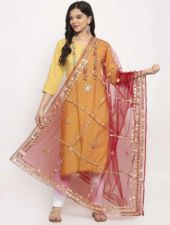 gota work embroidered dupatta