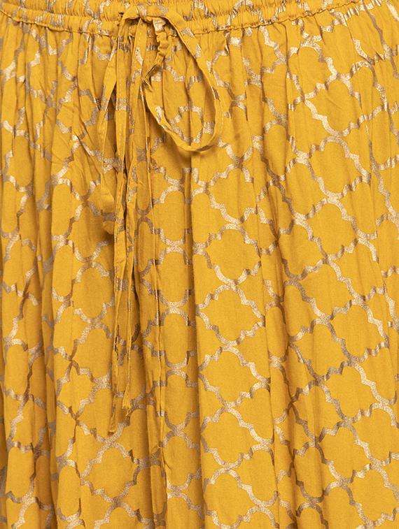 gold printed flared skirt - 17228583 -  Standard Image - 1