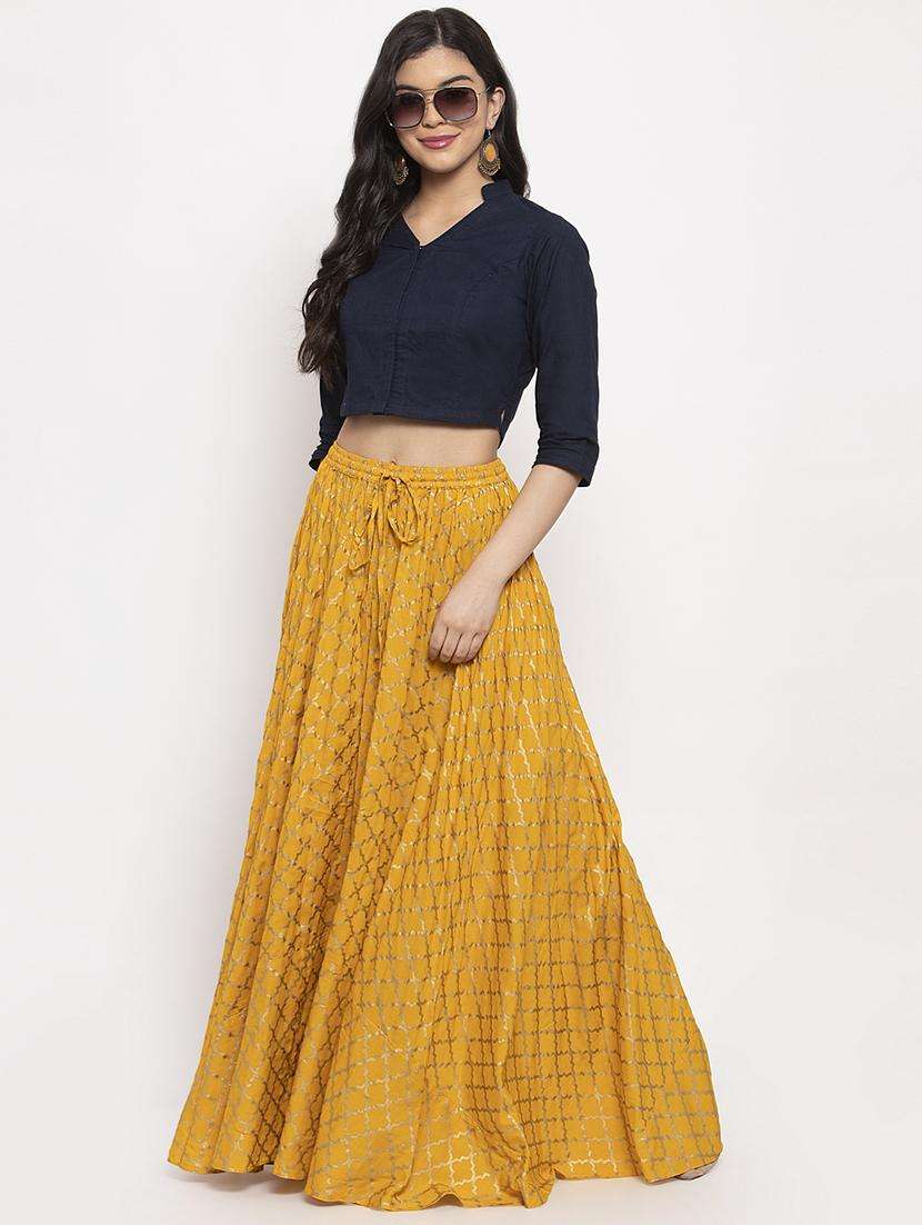 gold printed flared skirt - 17228583 -  Standard Image - 4