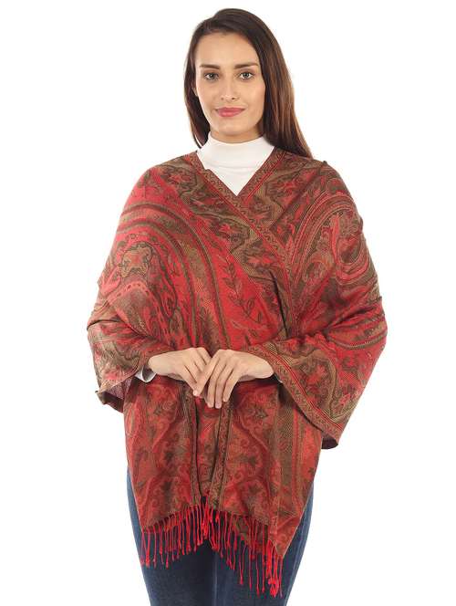 red silk blend stole - 17229359 - Standard Image - 0