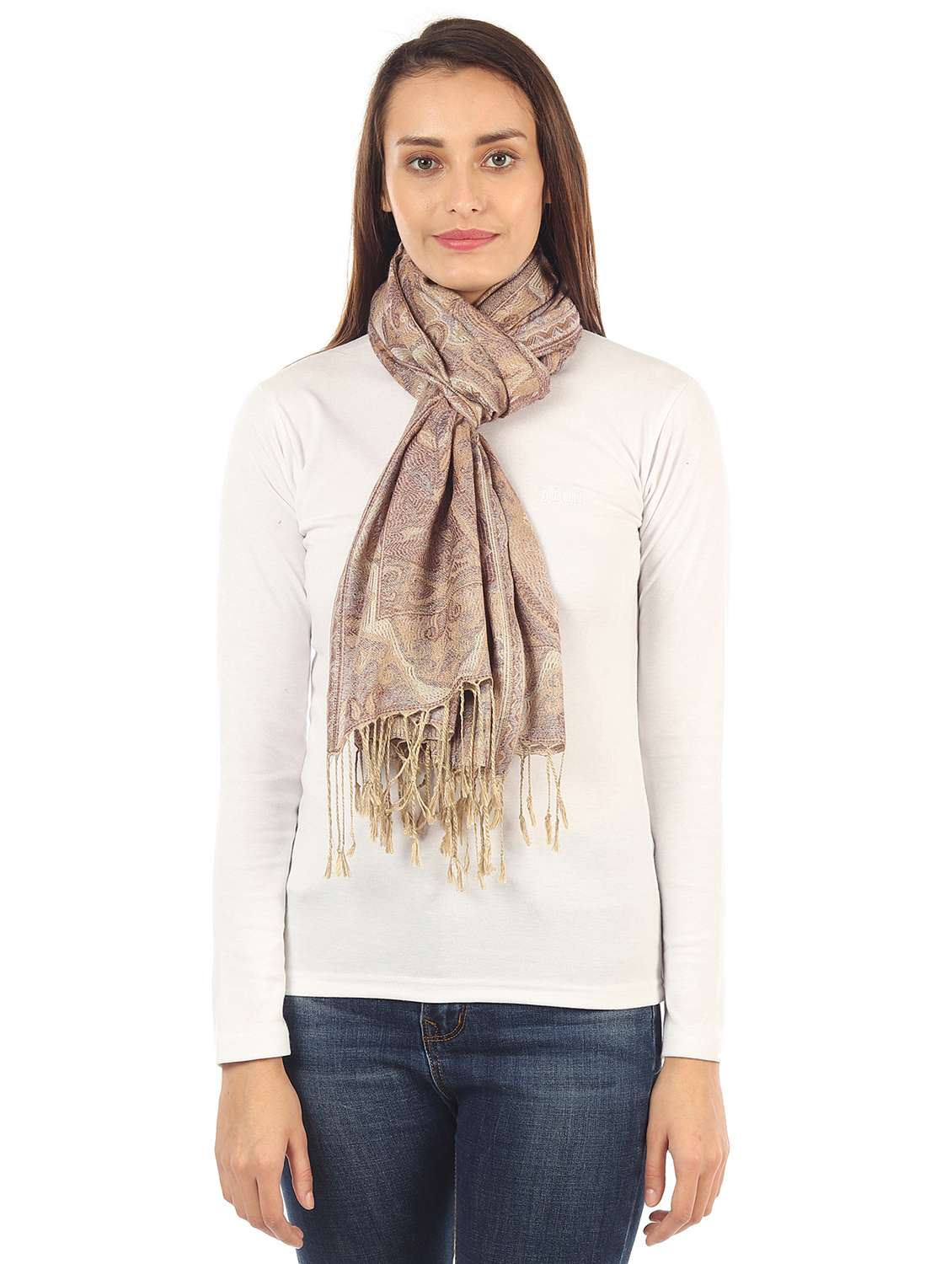 brown silk blend stole - 17229366 -  Standard Image - 1