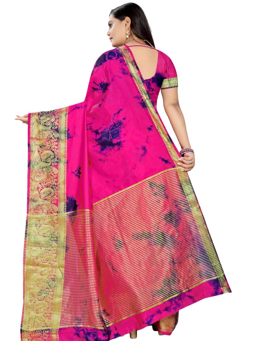 women's abstract pink colored saree with blouse - 17229663 - Standard Image - 1