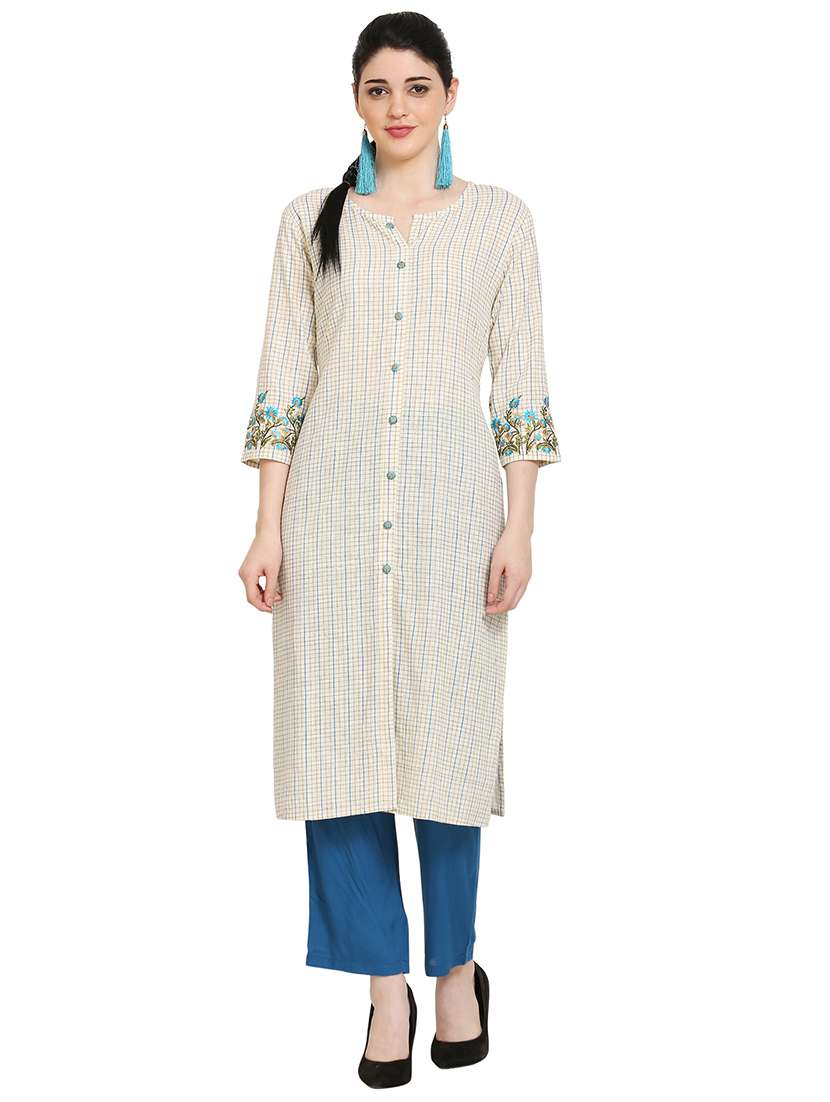 checkered straight kurta