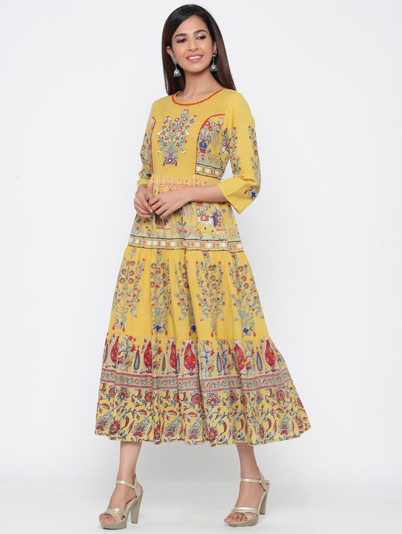 floral print flared ethnic dress - 17229947 - Standard Image - 1