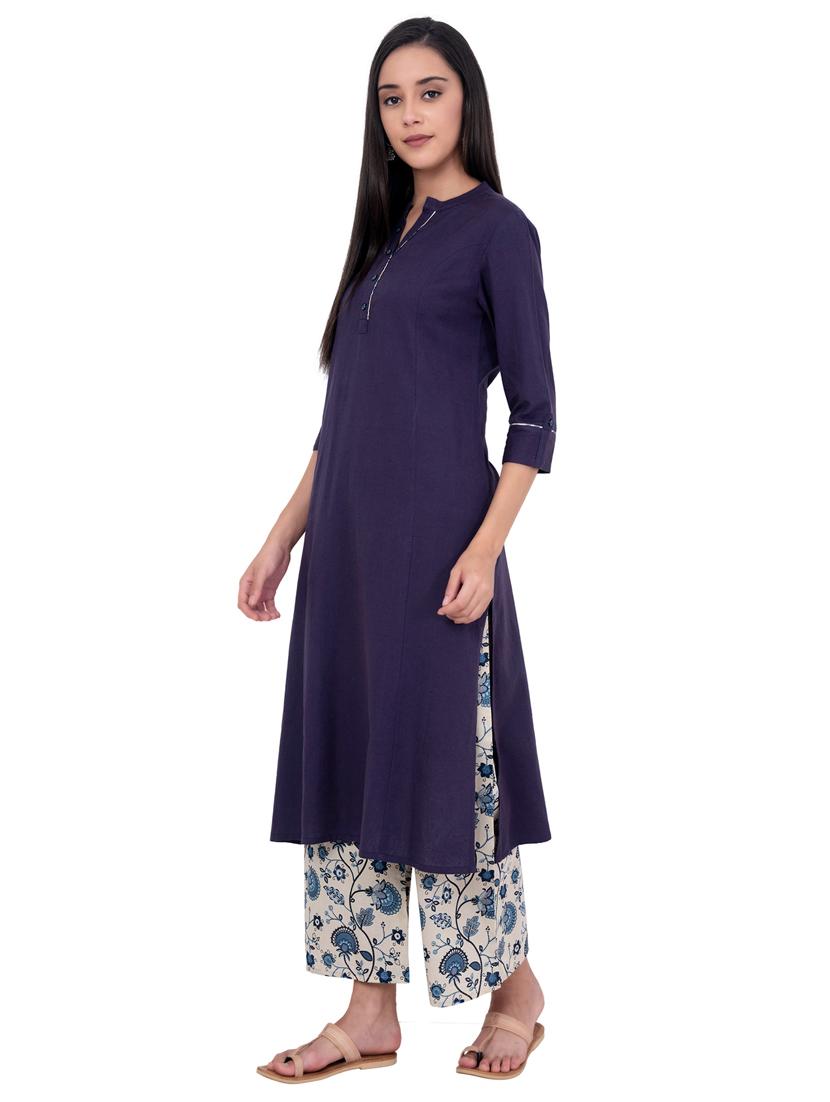 solid kurta palazzo set - 17230501 - Standard Image - 1