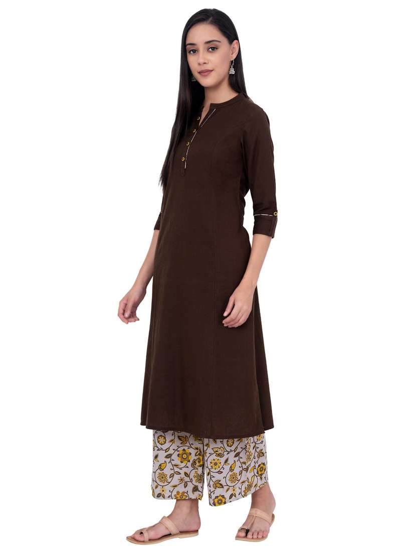 solid kurta palazzo set - 17230502 - Standard Image - 1