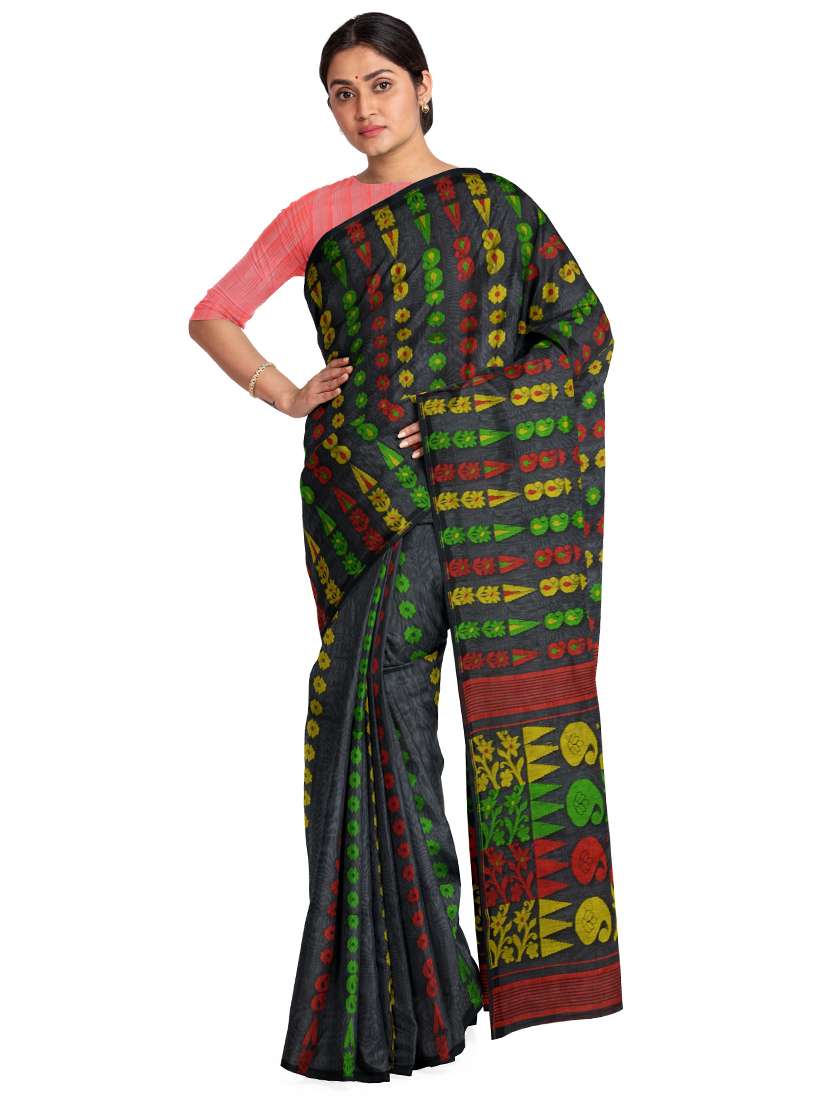 women's self design black colored saree