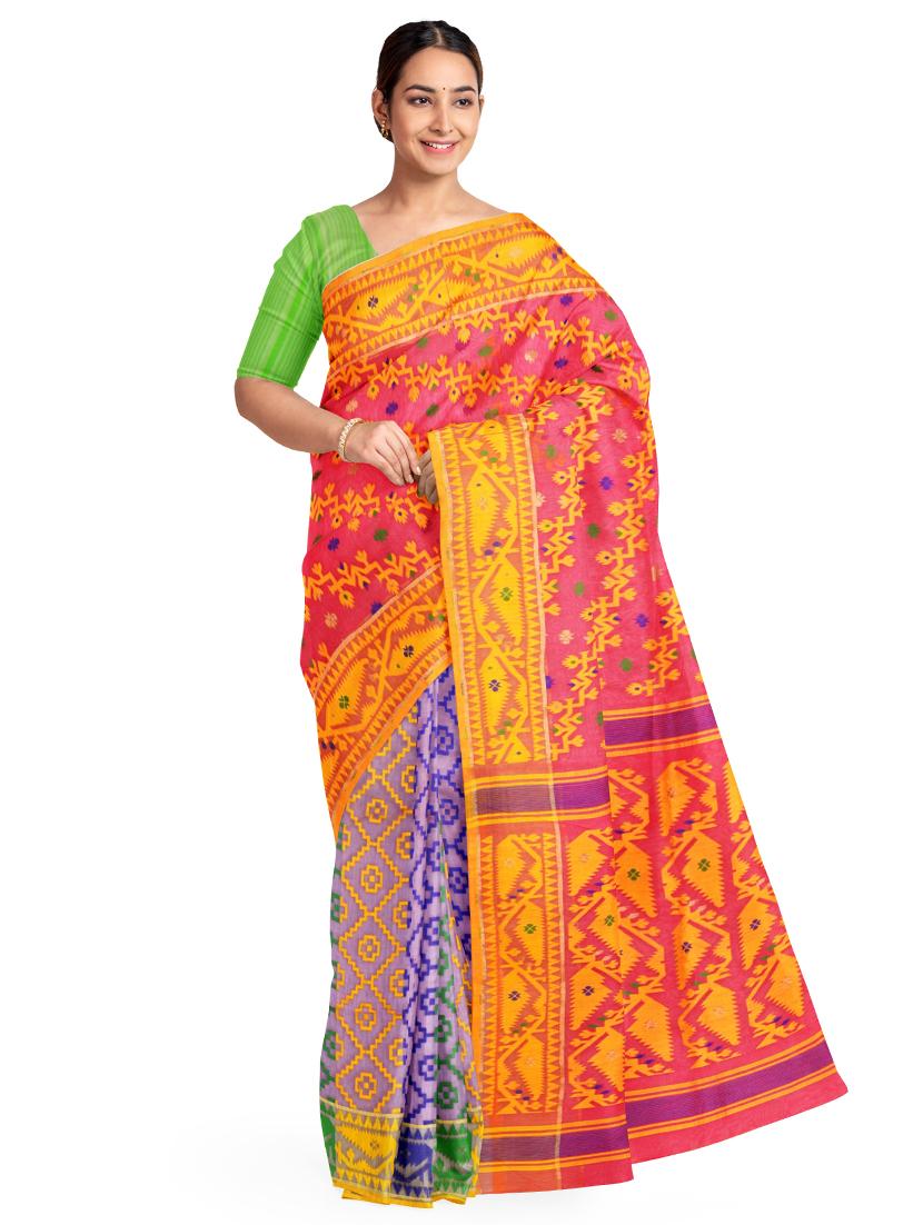 women's ikat pink colored saree - 17231381 - Zoom Image - 0