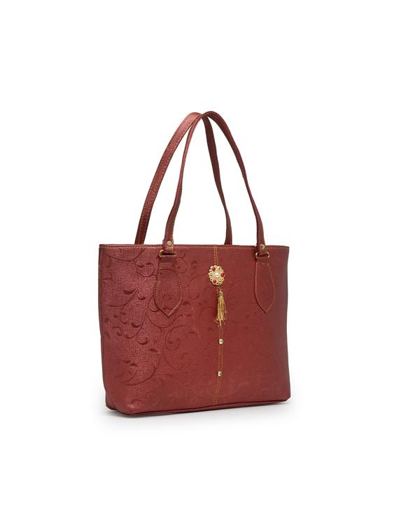 maroon leatherette (pu) handbag - 17231997 - Standard Image - 4