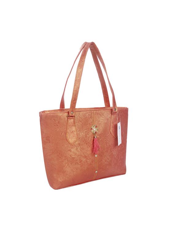 orange leatherette (pu) handbag - 17232004 - Standard Image - 4