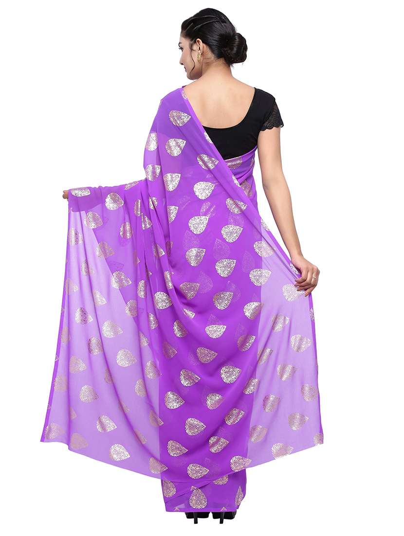 women's foil print purple colored saree with blouse - 17232020 -  Standard Image - 1